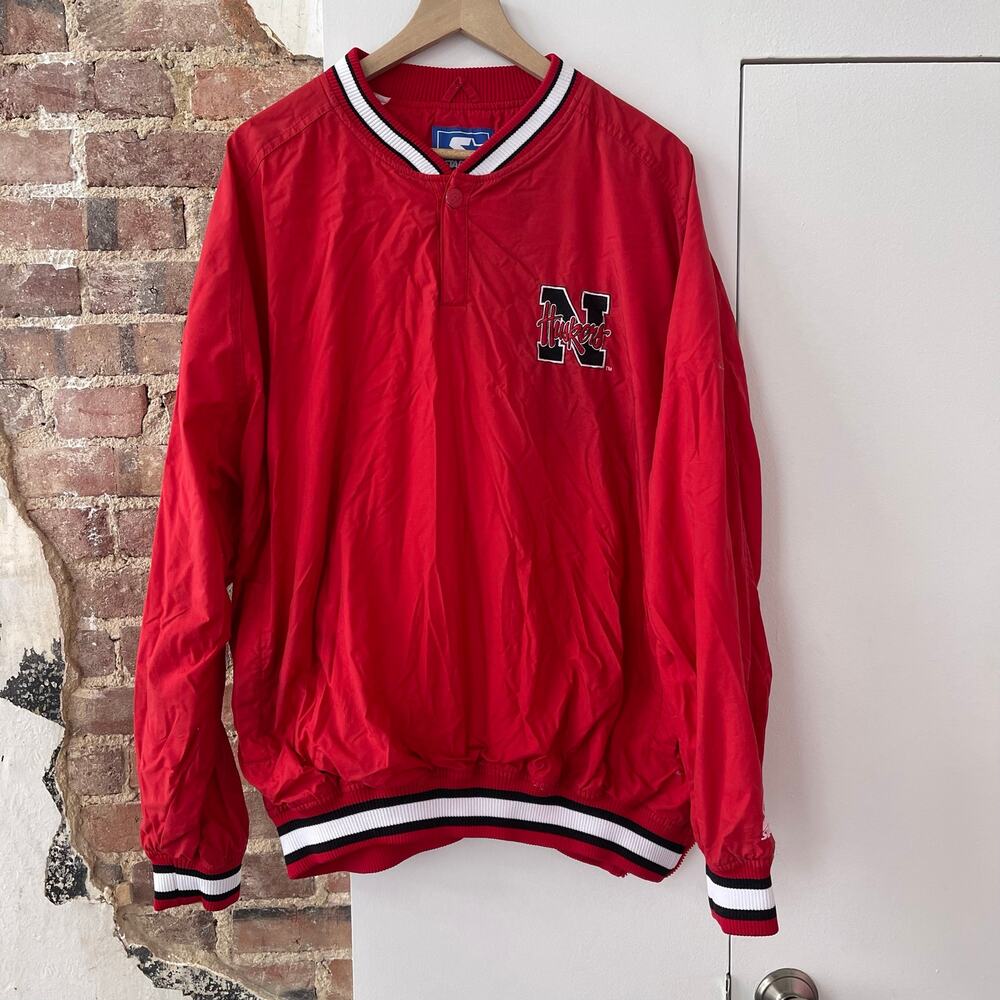 Vintage Starter Nebraska Cornhuskers Red Pullover Windbreaker Jacket XXL Huskers